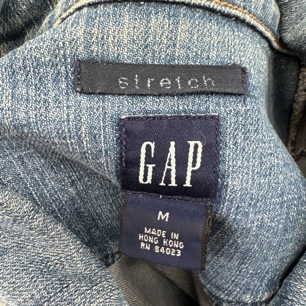 GAP 2003 Stretch Denim Snap Jacket Medium Light Wash Western Utility Y2K - Picture 13 of 14